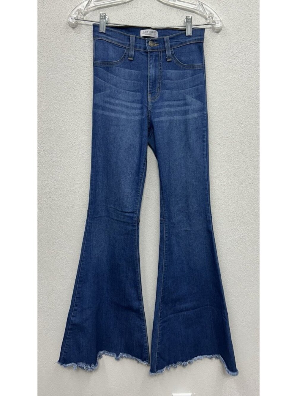 Judy Blue Super Flare Jeans Women’s 1/25 Blue Raw Hem High Rise Boho Retro